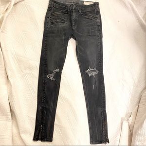 Rag & Bone Black distressed skinny jeans with zipper ankle